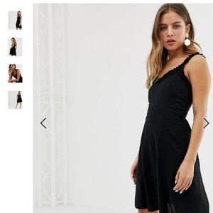New Look sundress with ruffle edge in black